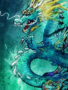 而每种颜色又验吗零配上一个神兽与一个神灵;东为青色,配龙