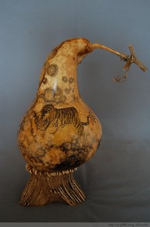 阴皮葫芦雕刻----雪夜苍茫断俗踪