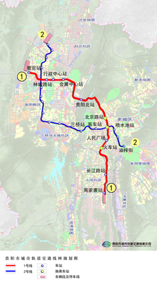 贵阳地铁1,2号线线路图图片