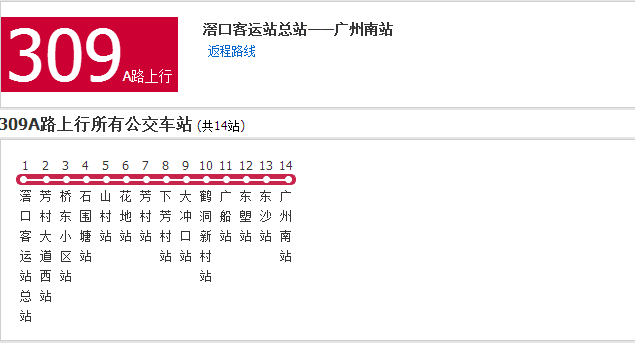 广州公交309A路图册_360百科