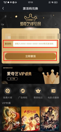 爱奇艺vip验证码激活怎么弄的