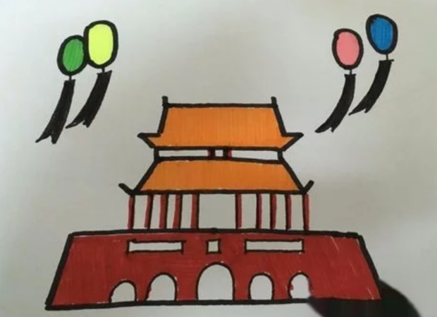 怎么画天安门建筑卡通画？手绘天安门简笔画教程_360新知