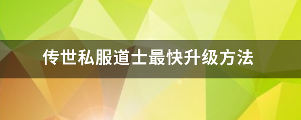 传世私服道士最快升级方法