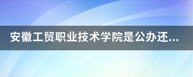 安徽工贸职业手艺学院是公办仍是民办大学？