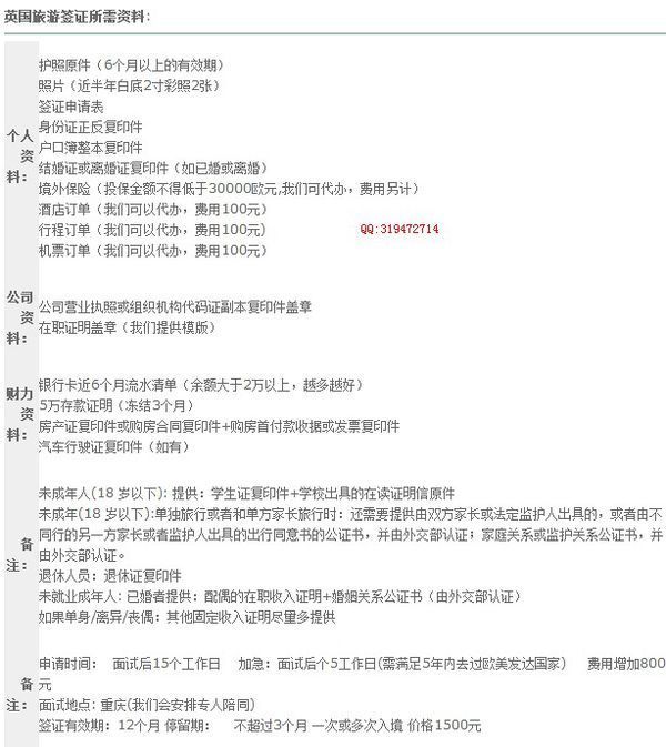 英国的旅游签证要多少钱